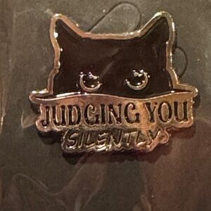 3 for $15 on select pins 
Black Cat Enamel Pin - Judging You Silently